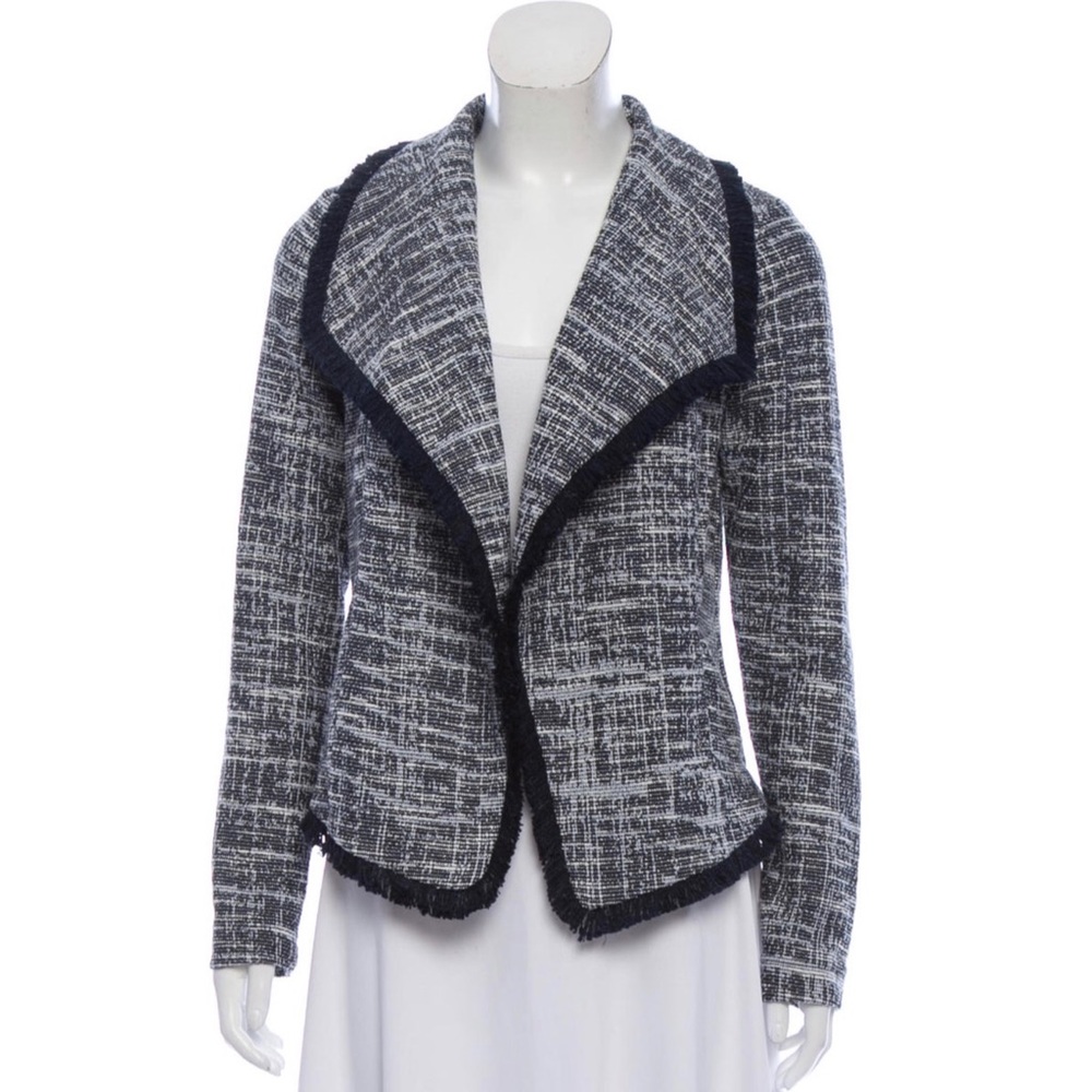 Rachel Zoe Navy Open Front Tweed Blazer